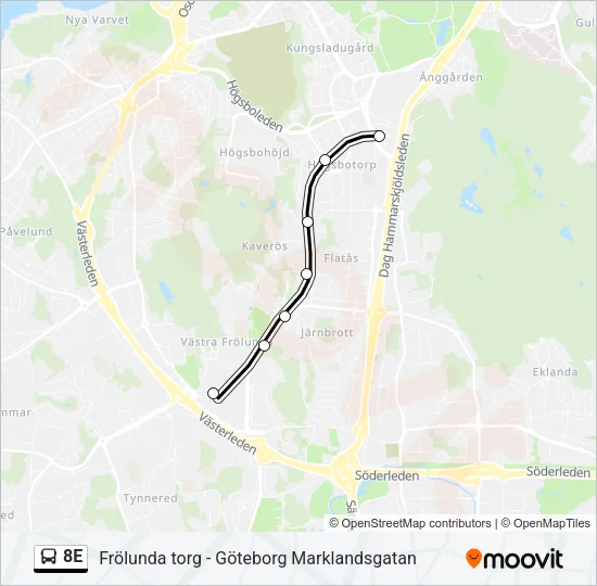 8E Bus Line Map