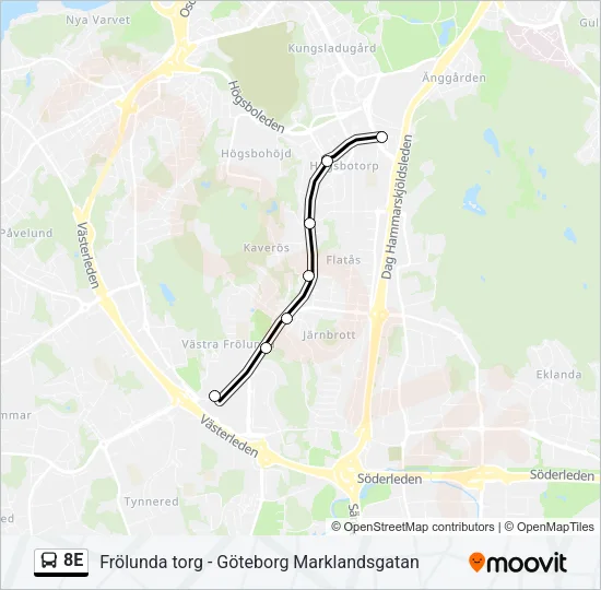 8E Bus Line Map