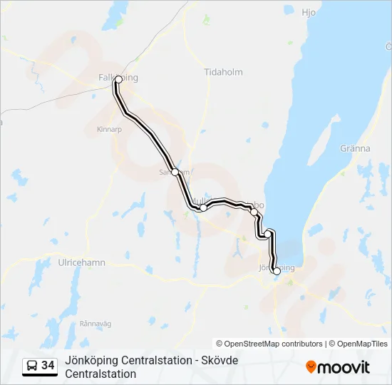 34 Bus Line Map