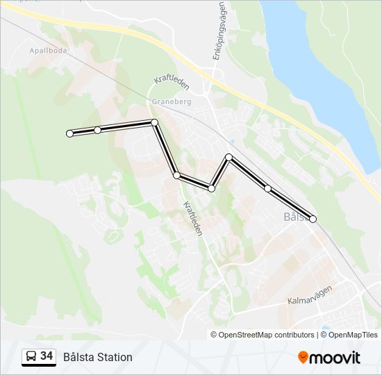 34 bus Line Map