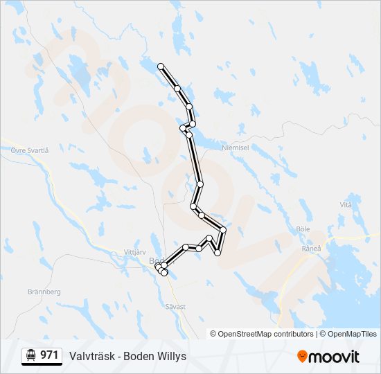 971 spårvagn Linje karta