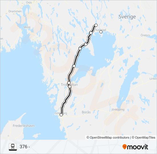 GÖTEBORG CENTRALSTATION - KIL STATION train Line Map