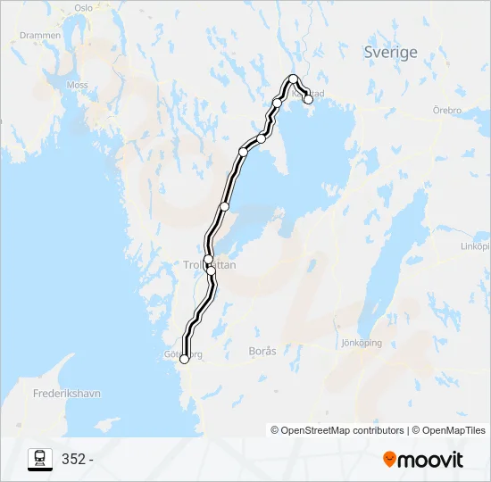 GÖTEBORG CENTRALSTATION - KIL STATION Train Line Map