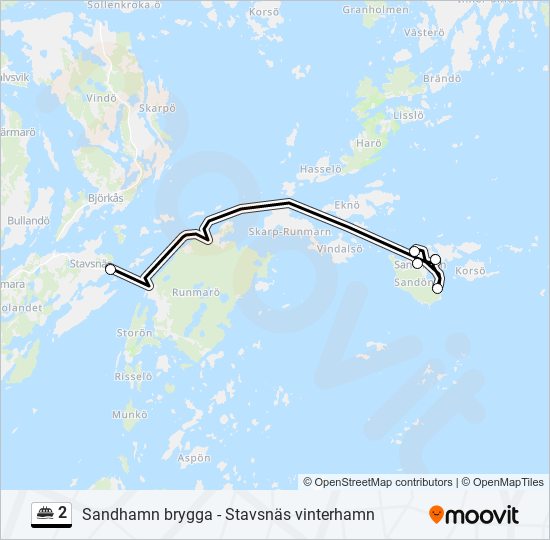 2 färja Linje karta