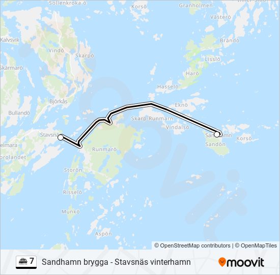 7 färja Linje karta