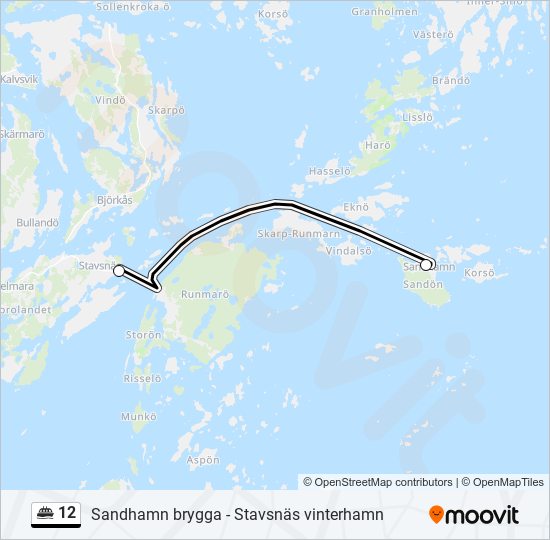 12 färja Linje karta