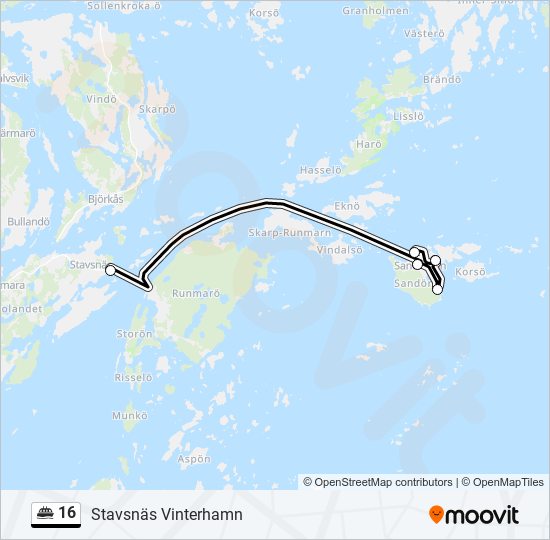 16 färja Linje karta