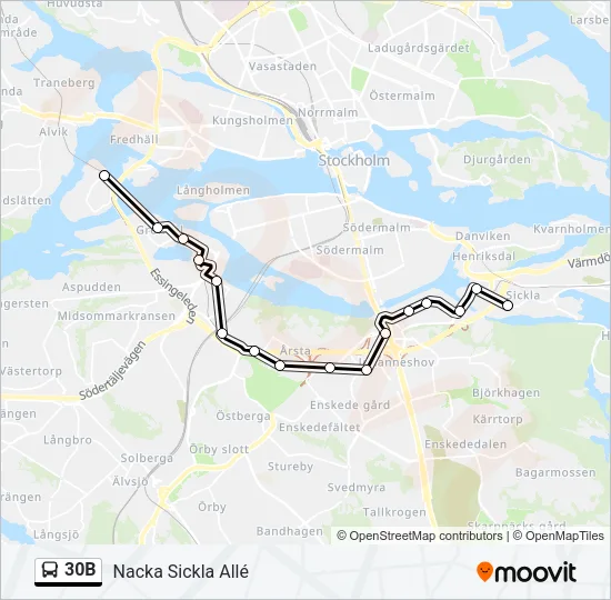 30B Bus Line Map