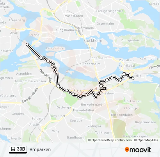 30B Bus Line Map
