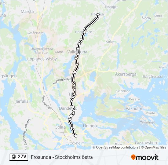 27V spårväg Linje karta