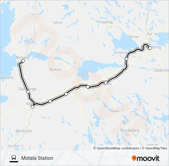 NORRKÖPING CENTRALSTATION - MOTALA STATION  Line Map