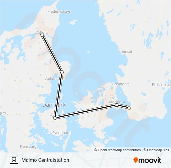 AALBORG - MALMÖ CENTRALSTATION  Line Map