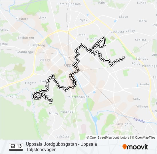 13 bus Line Map