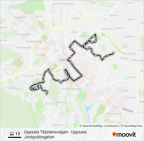13 Bus Line Map