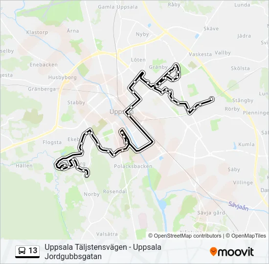 13 Bus Line Map
