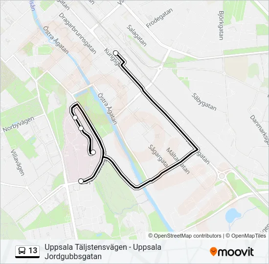 13 Bus Line Map