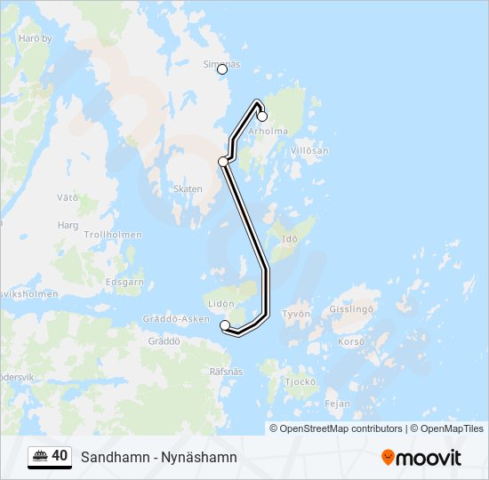 40 färja Linje karta