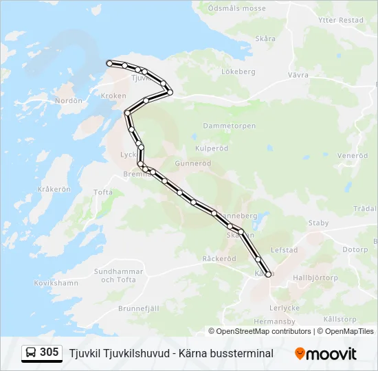 305 Bus Line Map