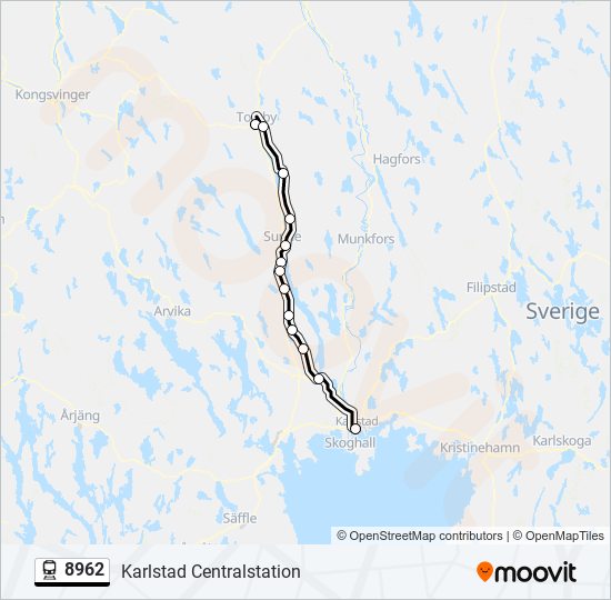 8962 tåg Linje karta