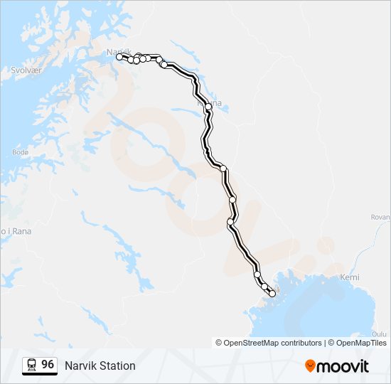 96 tåg Linje karta