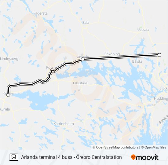 ARLANDA TERMINAL 4 BUSS - ÖREBRO CENTRALSTATION bus Line Map