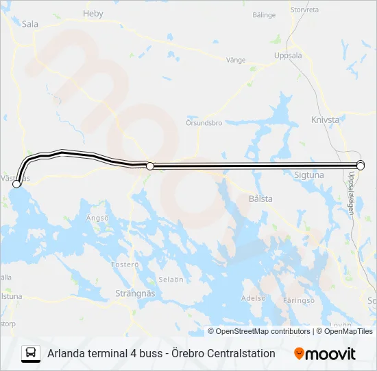 ARLANDA TERMINAL 4 BUSS - ÖREBRO CENTRALSTATION  Line Map