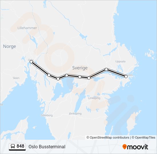 848 bus Line Map