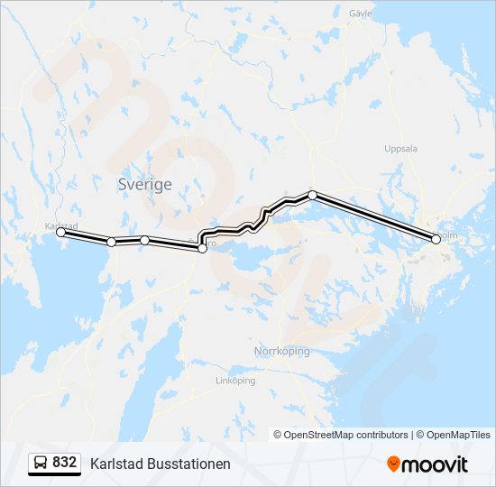 832 bus Line Map