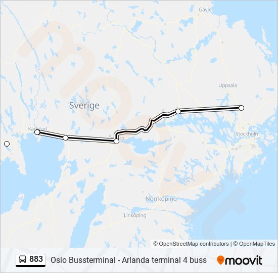 883 bus Line Map