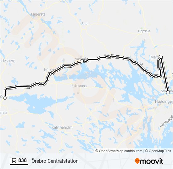 838 bus Line Map