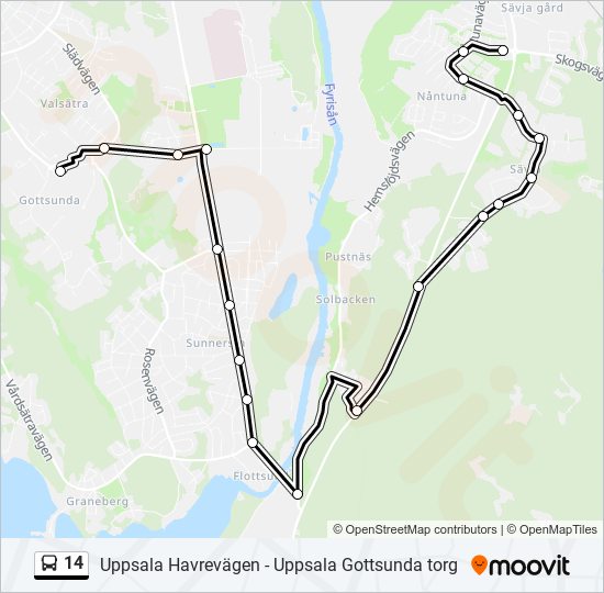 14 bus Line Map