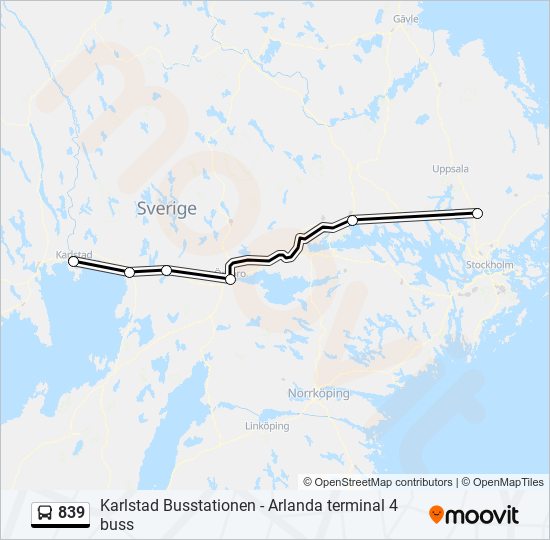 839 bus Line Map