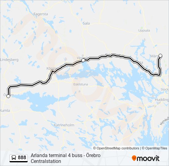 888 bus Line Map