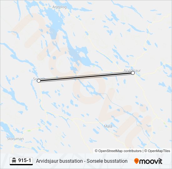 915-1 spårvagn Linje karta