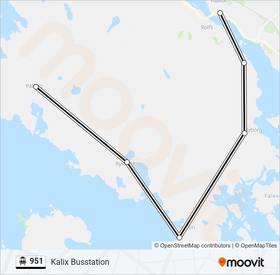 951 spårvagn Linje karta