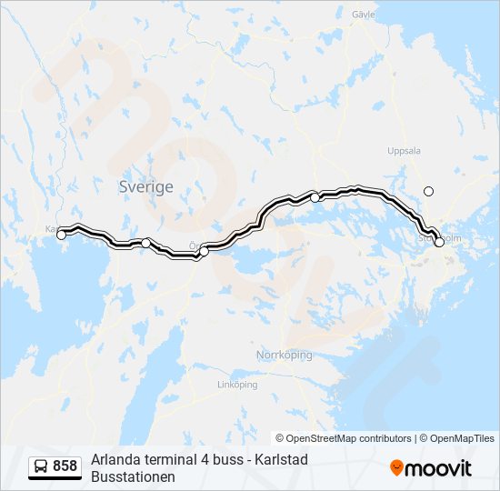 858 bus Line Map