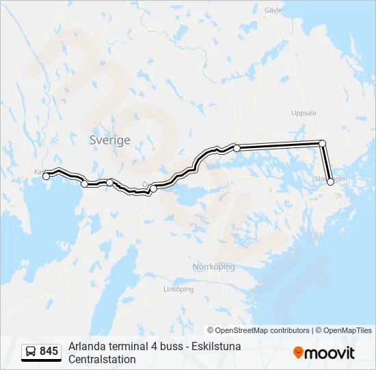 845 Bus Line Map