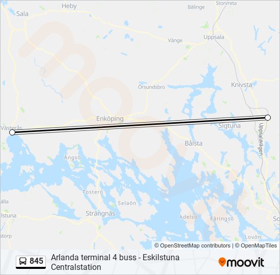 845 bus Line Map