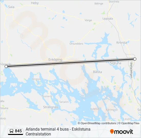 845 Bus Line Map