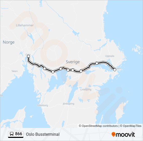 866 bus Line Map