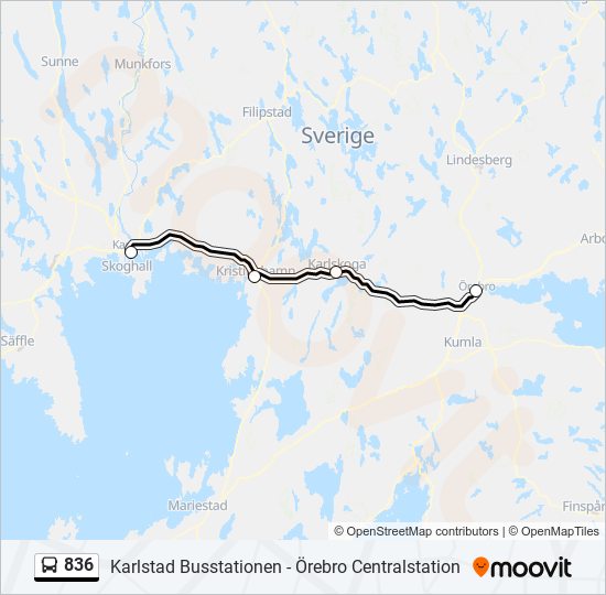 836 bus Line Map