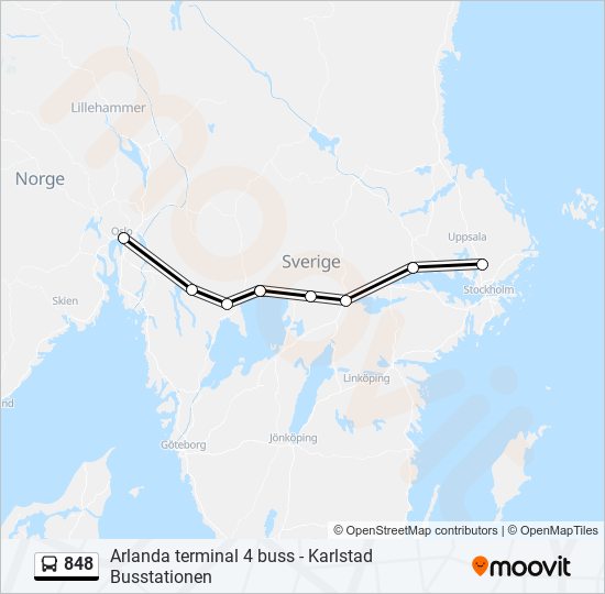 848 bus Line Map