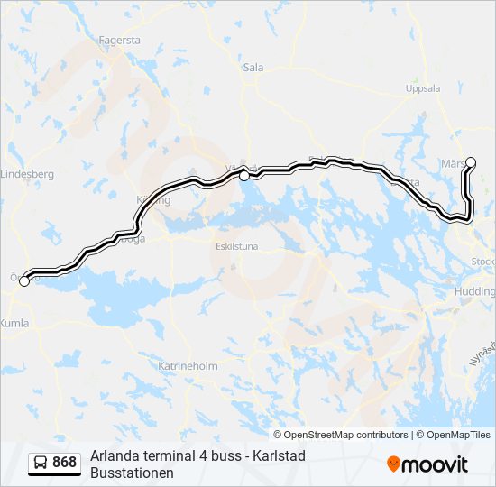 868 bus Line Map