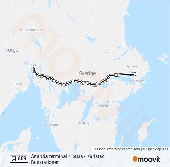 889 bus Line Map