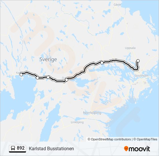 892 bus Line Map