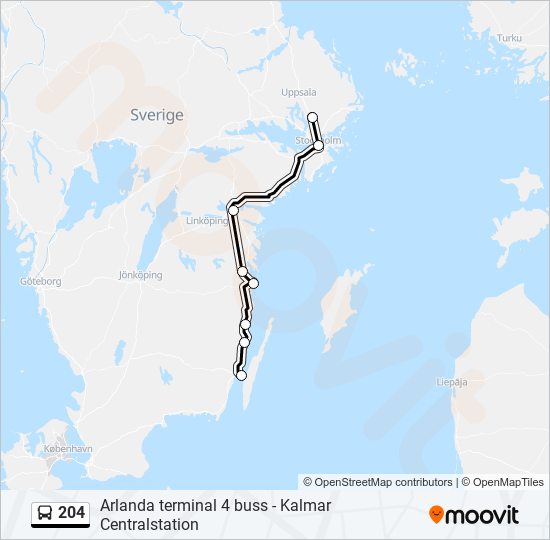 204 bus Line Map