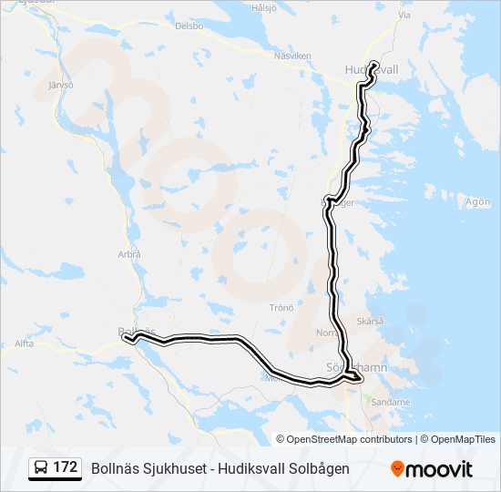 172 bus Line Map