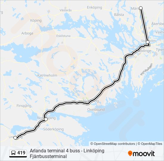 419 bus Line Map