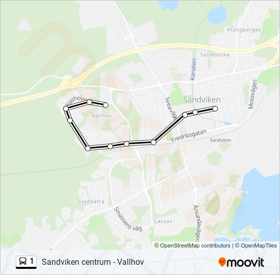 1 bus Line Map