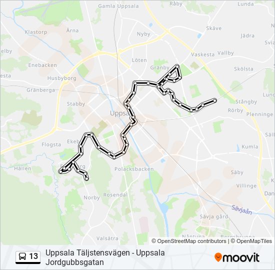 13 bus Line Map